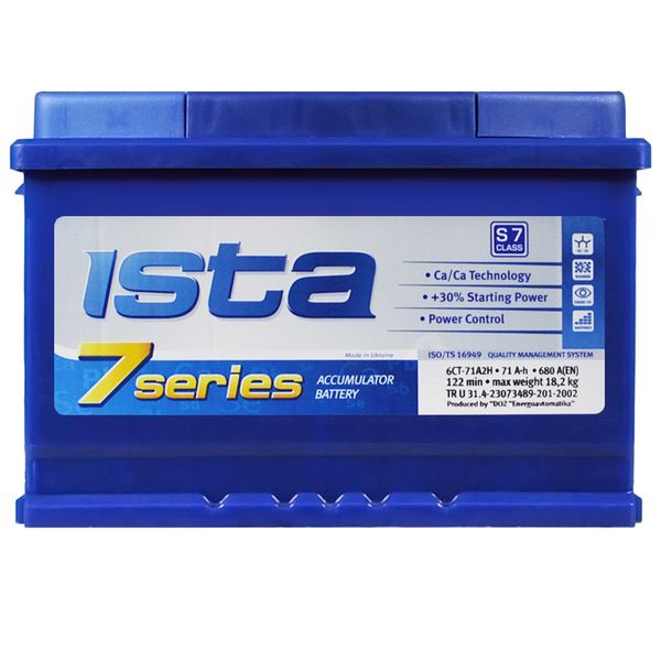 Автомобільний акумулятор ISTA 7 Series (L3B) 71Ah 680A R+ h=175 566125885226 фото