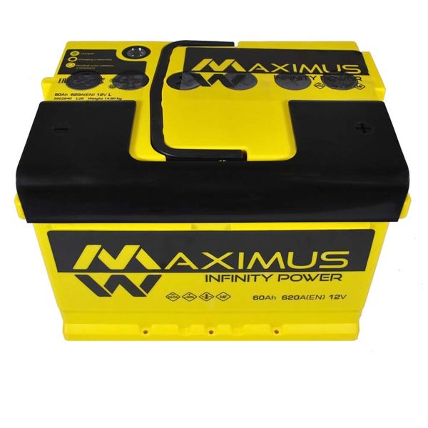Автомобільний акумулятор MAXIMUS 60Ah 620A L+ (лівий +) MF L2B 564958893533 фото