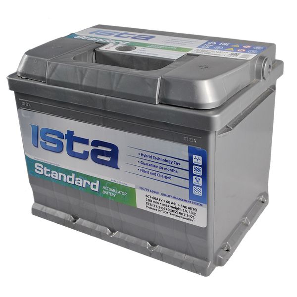 Автомобільний акумулятор ISTA Standard 60Аh 540А R+ (правий +) L2 564958893740 фото