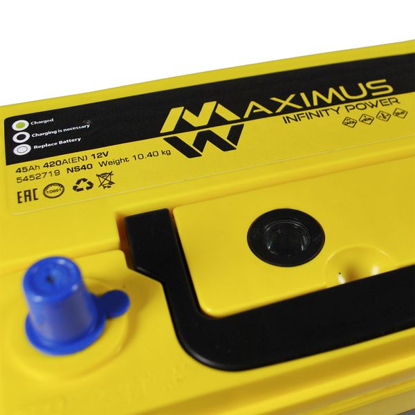 Автомобільний акумулятор MAXIMUS Asia smf (NS40) 45Ah 420A R+ т.к. 566125884341 фото