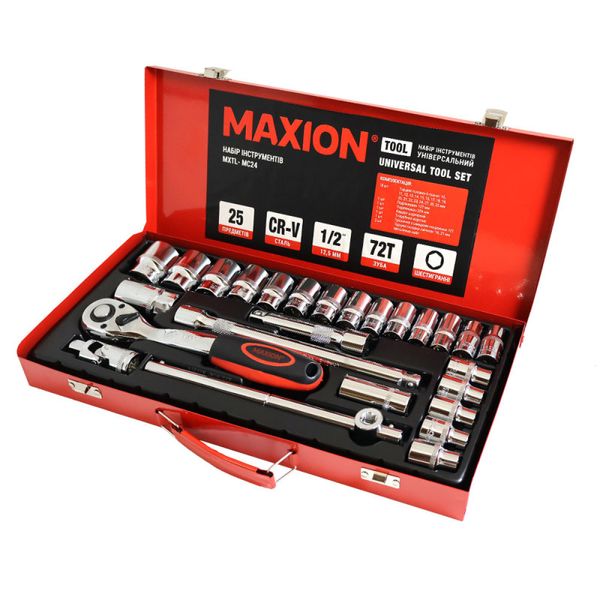 Набір інструментів 1/2”, 25 одиниць, Cr-V, MAXION MXTL- MC24 47655 фото