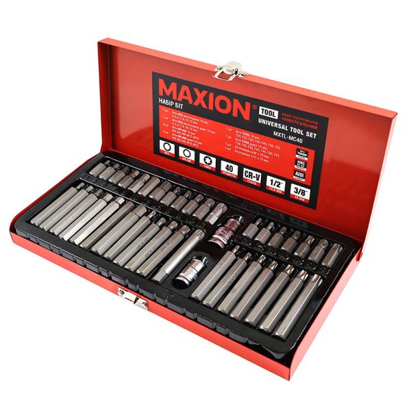 Набір біт, 40 одиниць, Cr-V, MAXION MXTL- MC40 (H4-H12 M5-M12 T20-T55 (30мм та 75 мм)  47659 фото