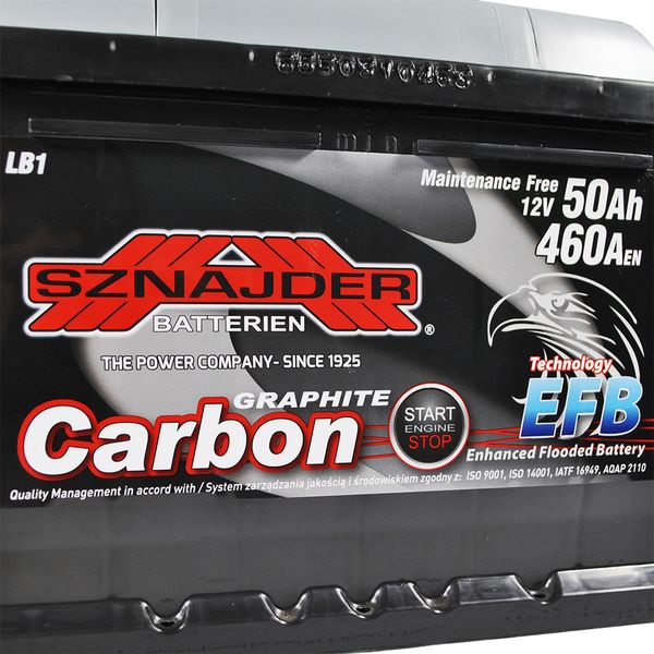 Автомобільний акумулятор SZNAJDER Carbon Start Stop EFB (550 08) (LB1) 50Аh 450А R+ (h=175) 566125885427 фото
