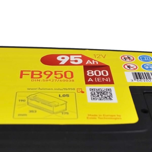 Автомобільний акумулятор FULMEN Formula 95Ah 800A R+ (правий +) 564958886049 фото