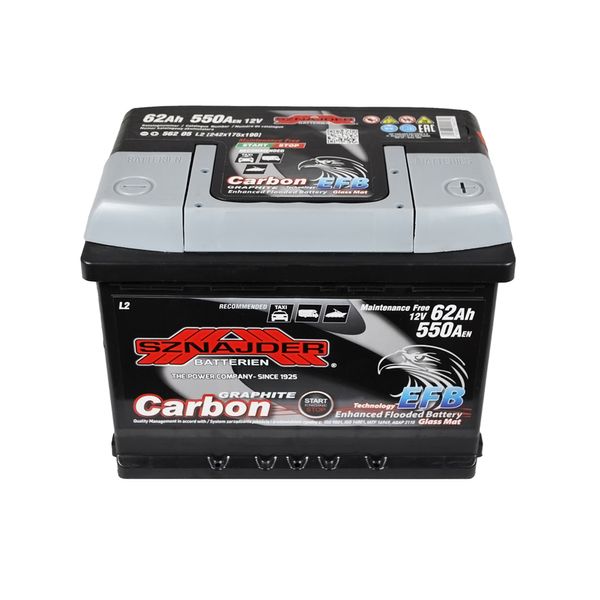 Автомобільний акумулятор SZNAJDER Carbon Start Stop EFB 62Аh 550А R+ (правий +) 562 05 564958887004 фото