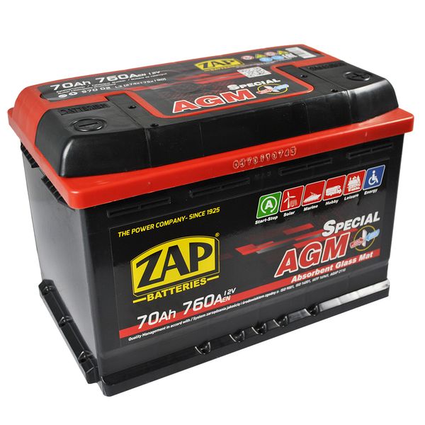 Автомобільний акумулятор ZAP AGM (L3) 70Ah 760A R+ (570 02) 566125885359 фото