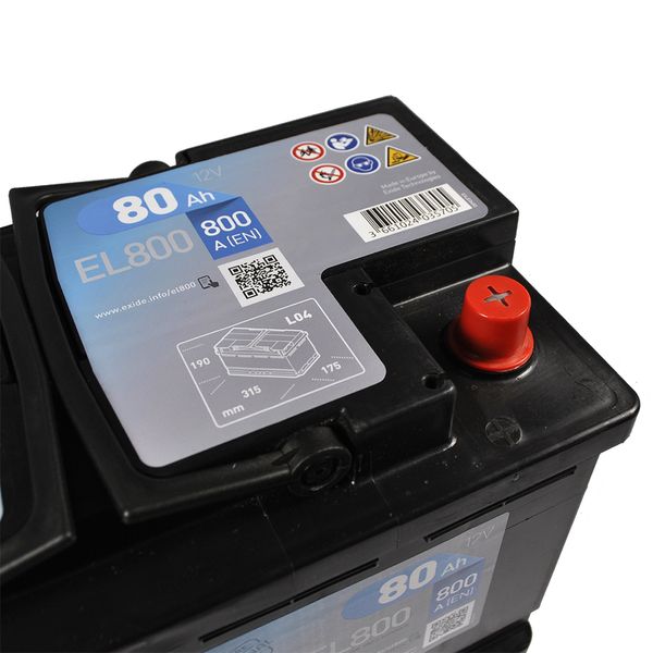 Автомобільний акумулятор EXIDE (EL800) Start-Stop EFB 80Аh 720A R+ 566125885165 фото