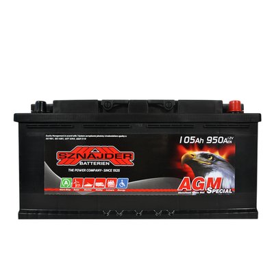 Автомобільний акумулятор SZNAJDER AGM 105Ah 950A R+ (правий +) L6 (605 02) 1022425 фото