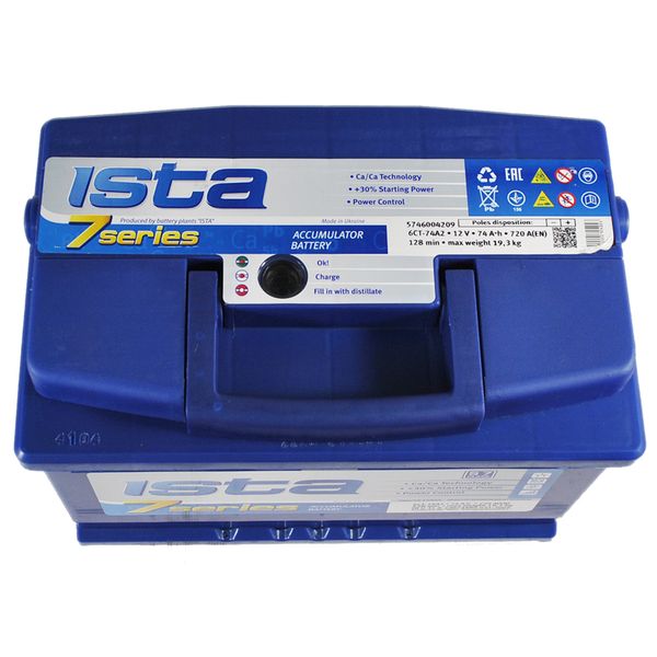 Автомобільний акумулятор ISTA 7 Series 74Ah 720A R+ (правий +) L3 564958893735 фото