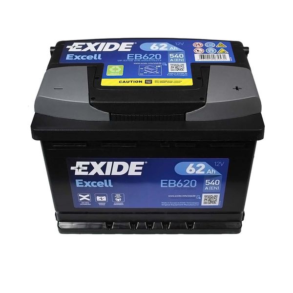 Автомобільний акумулятор EXIDE Excell 62Аh 540Ah R+ (правий +) EB620 564958894697 фото