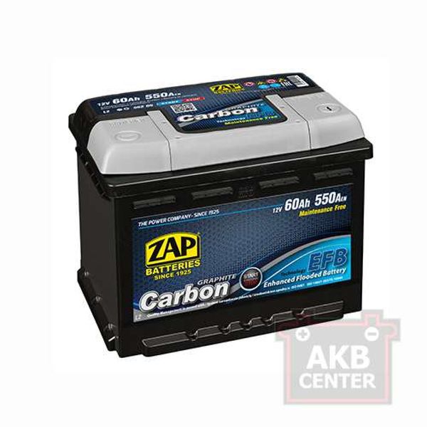 Автомобільний акумулятор ZAP Carbon EFB 60Аh 550А R+ (правий +) LB2 (560 08) h=175 564958888262 фото