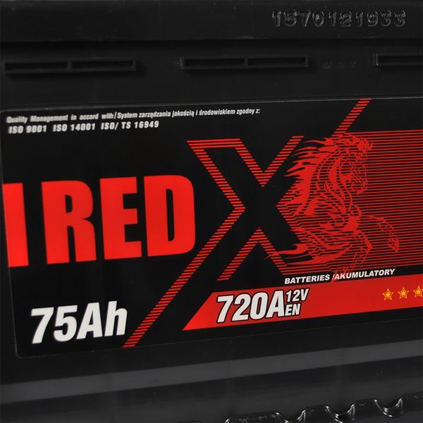 Автомобільний акумулятор RED X (570 80) (L3) 75Ah 720A R+ 566125885260 фото
