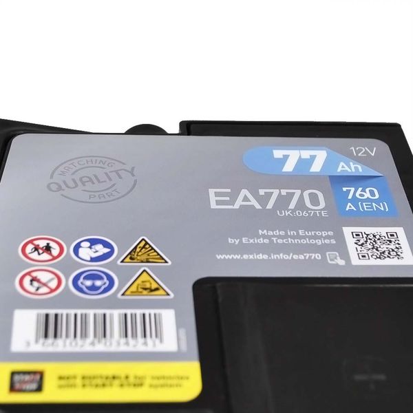Автомобільний акумулятор EXIDE Premium 77Аh 760Ah R+ (правий +) EA770 564958894729 фото