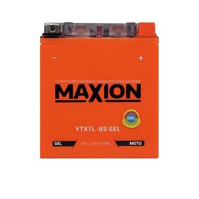 Мото акумулятор MAXION Gel 12V 7A R+ (правий +) YTX 7L-BS 564958889085 фото