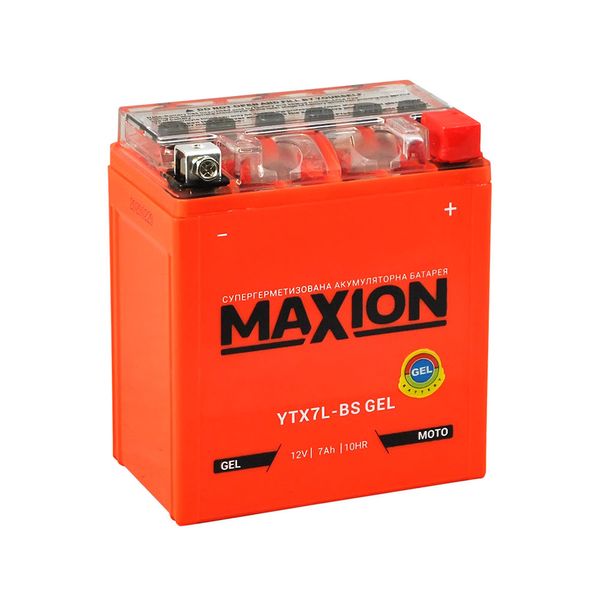 Мото акумулятор MAXION Gel 12V 7A R+ (правий +) YTX 7L-BS 564958889085 фото