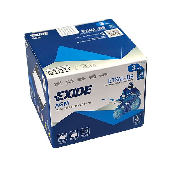Мото акумулятор EXIDE ETX 4L-BS EXIDE (12V, 3A) 566125883051 фото