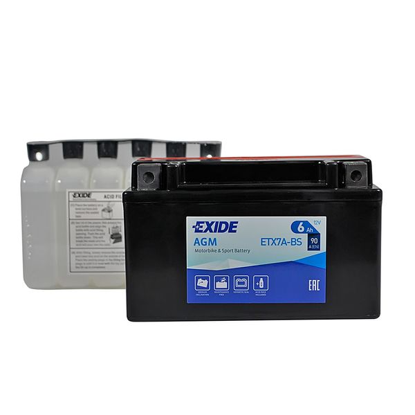 Мото акумулятор EXIDE ETX 7A-BS EXIDE (12V, 6A) 566125883052 фото