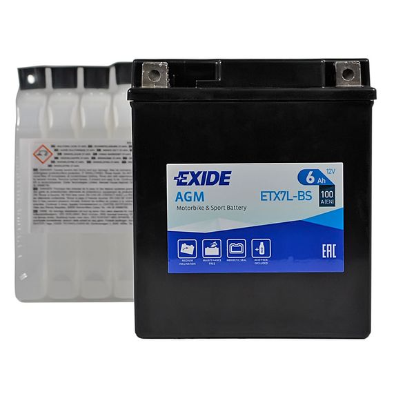 Мото акумулятор EXIDE ETX 7L-BS EXIDE (12V, 6A) 566125883053 фото