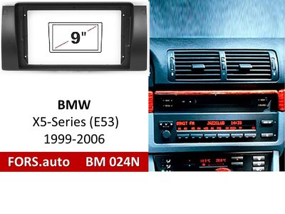Переходная рамка FORS.auto BM 024N для BMW X5-Series (E53) (9 inch, black) 1999-2006 11715 фото