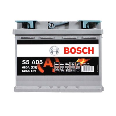 Автомобильный аккумулятор BOSCH AGM 60Ah 680A R+ (правый +) S5A 050 566615479277 фото