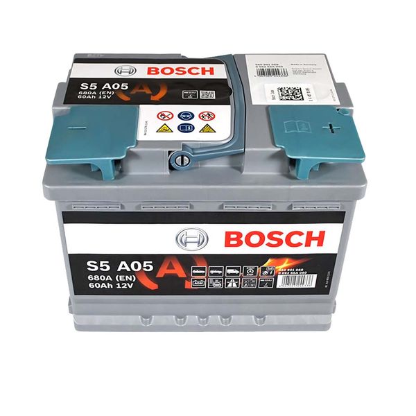 Автомобільний акумулятор BOSCH AGM 60Ah 680A R+ (правий +) S5A 050 566615479277 фото