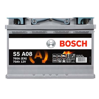 Автомобильный аккумулятор BOSCH AGM 70Ah 760A R+ (правый +) S5A 080 566615479278 фото