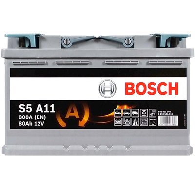 Автомобильный аккумулятор BOSCH AGM 80Ah 800A R+ (правый +) S5A 110 566615479281 фото