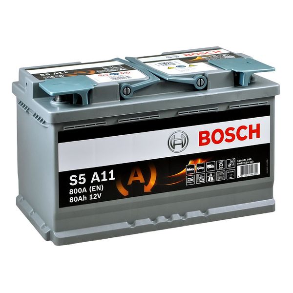 Автомобільний акумулятор BOSCH AGM 80Ah 800A R+ (правий +) S5A 110 566615479281 фото
