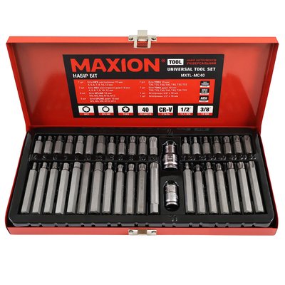 Набір біт, 40 одиниць, Cr-V, MAXION MXTL- MC40 (H4-H12 M5-M12 T20-T55 (30мм та 75 мм)  47659 фото