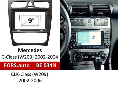 Переходная рамка FORS.auto BE 034N для Mercedes Benz C-Class (W203) 2002-2004/CLK-Class (W209) (9 inch, black) 2002-2006 11721 фото