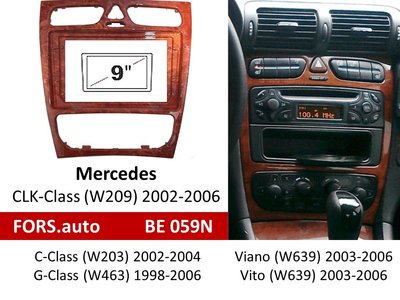Переходная рамка FORS.auto BE 059N для Mercedes Benz C-Class (W203) 2002-2004/CLK-Class (W209) 2002-2006 (9 inch, wooden) 11722 фото