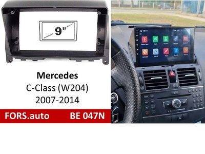 Переходная рамка FORS.auto BE 047N для Mercedes Benz C-Class (W204) (9 inch, black) 2007-2014 11724 фото