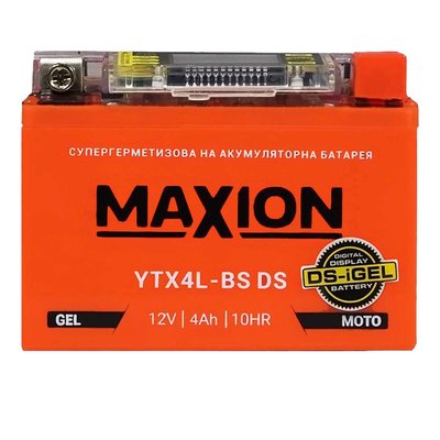 Мото акумулятор MAXION 12V 4A R+ (правий +) YTX 4L-BS DS (DS-iGEL) 564958889115 фото