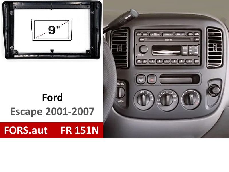 Переходная рамка FORS.auto FR 151N для Ford Escape (9 inch, black) 2001-2007 11775 фото