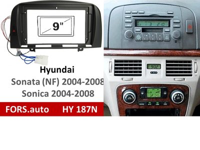 Переходная рамка FORS.auto HY 187N для Hyundai Sonata (NF) (9 inch, black) 2004-2008 11861 фото