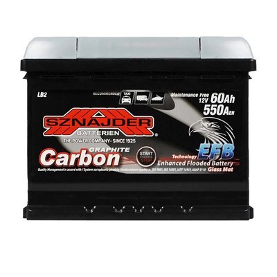 Автомобільний акумулятор SZNAJDER Carbon Start Stop EFB 60Аh 550А R+ (правий +) 560 08 564958887002 фото