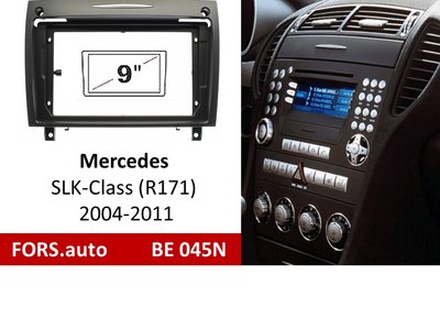 Переходная рамка FORS.auto BE 045N для Mercedes Benz SLK-Class (R171) (9 inch, black) 2006-2010 11728 фото