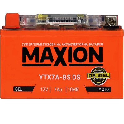 Мото акумулятор MAXION 12V 7A L+ (левый) YTX 7A-BS DS (DS-iGEL) 564958889113 фото
