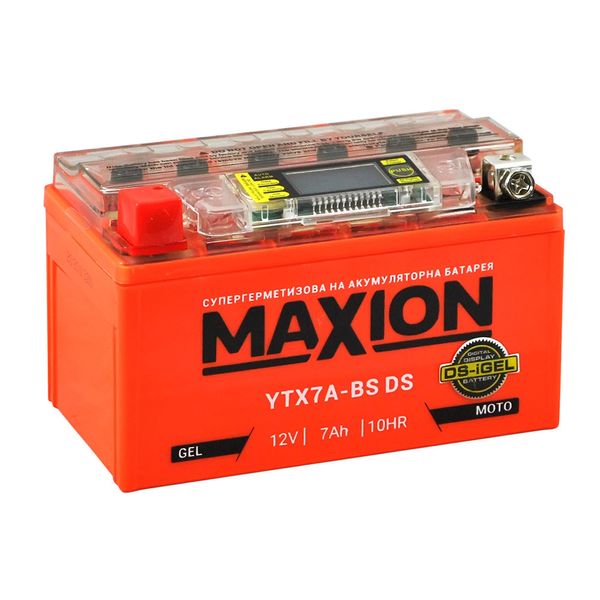 Мото акумулятор MAXION 12V 7A L+ (лівий) YTX 7A-BS DS (DS-iGEL) 564958889113 фото