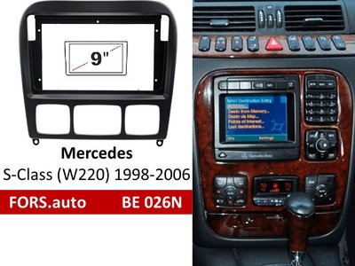 Переходная рамка FORS.auto BE 026N для Mercedes Benz S-Class (W220) (9 inch, black) 1998-2006 11731 фото