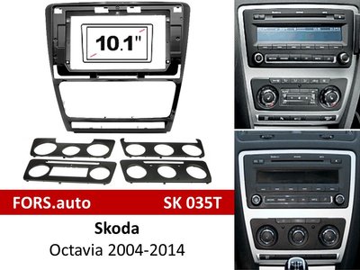 Переходная рамка FORS.auto SK 035T для Skoda Octavia (10.1 inch, black) 2004-2013 11930 фото