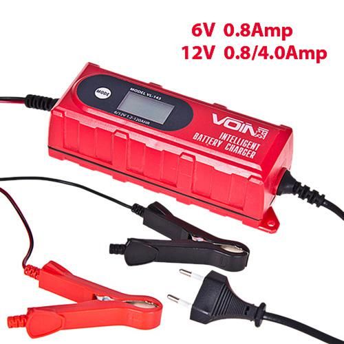 Зарядний пристрій VOIN VL-144 6&12V/0.8-4.0A/3-120AHR/LCD/Iмпульсний VL-144 фото