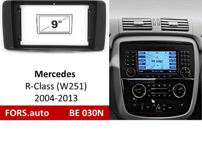 Переходная рамка FORS.auto BE 030N для Mercedes Benz R-Class (W251) (9 inch, UV black) 2004-2013 11733 фото