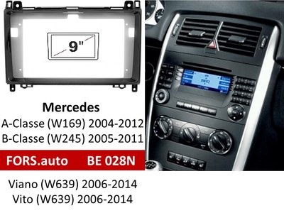 Переходная рамка FORS.auto BE 028N для Mercedes Benz A-Classe (W169) (9 inch, black) 2004-2012 11734 фото