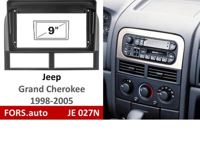 Переходная рамка FORS.auto JE 027N для Jeep Grand Cherokee (9 inch, black) 1998-2005 11735 фото