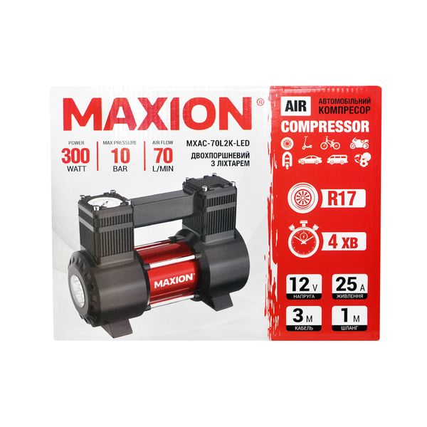 Автомобільний двопоршневий компресор MAXION MXAC-70L2K-LED 251060 фото