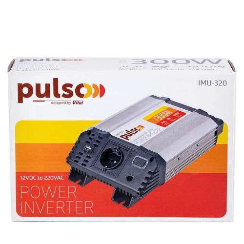 Перетворювач напруги PULSO IMU 320/12V-220V/300W/USB-5VDC2.0A/мод.хвиля/прикуривач+клеми IMU-320 фото