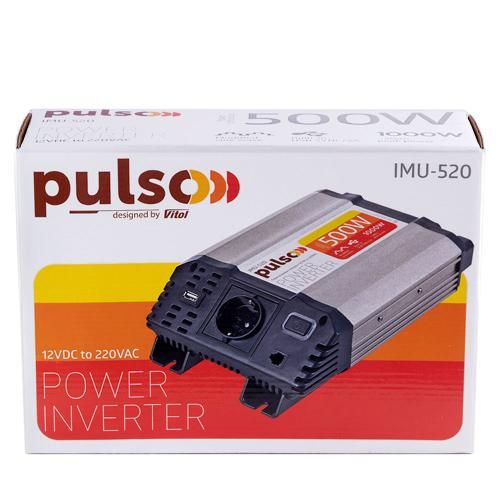 Перетворювач напруги PULSO IMU-520/12V-220V/500W/USB-5VDC2.0A/мод.хвиля/клеми IMU-520 фото