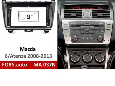 Переходная рамка FORS.auto MA 037N для Mazda 6/Atenza (9 inch, black) 2008-2013 11815 фото