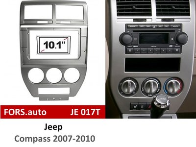 Переходная рамка FORS.auto JE 017T для Jeep Compass (10.1 inch, silver) 2007-202010 11739 фото
